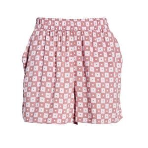 BP Easy High Waist Shorts 4X Pink Purple Geo Floral Checkered Womens Plus Size